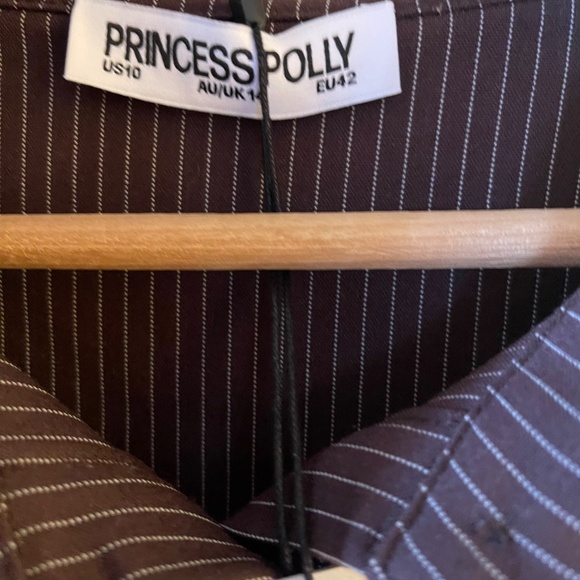 Princess Polly ANNI PINSTRIPE SHIRT BROWN - Picture 4 of 4